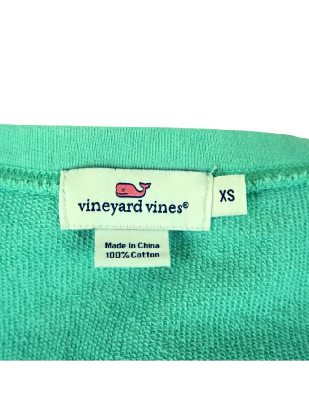 Vineyard Vines XS Aqua Sweater – Beaded Anchor Collar, Cotton, Grand Turk Green - Picture 5 of 7